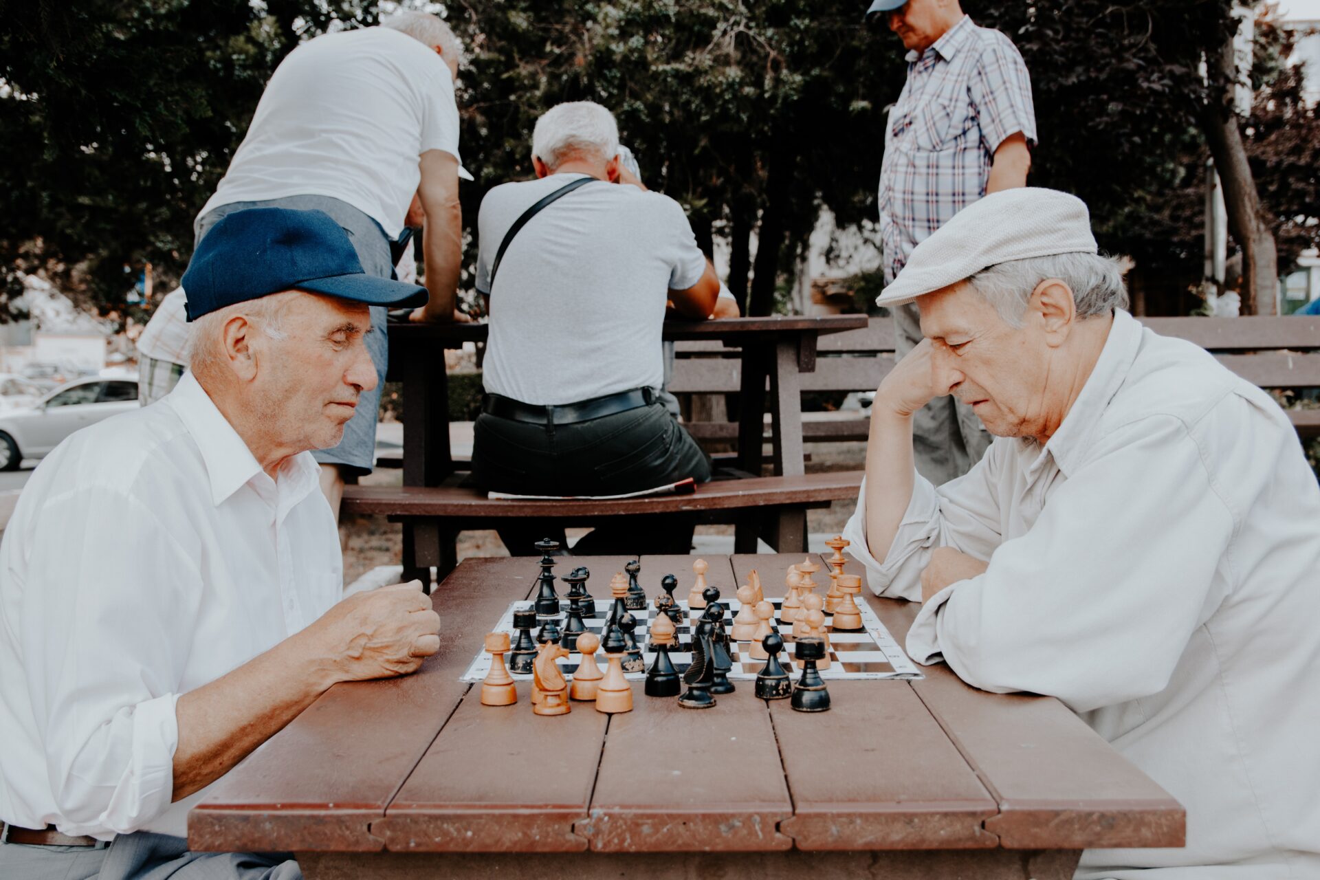 An Elder Mans Playing Chess